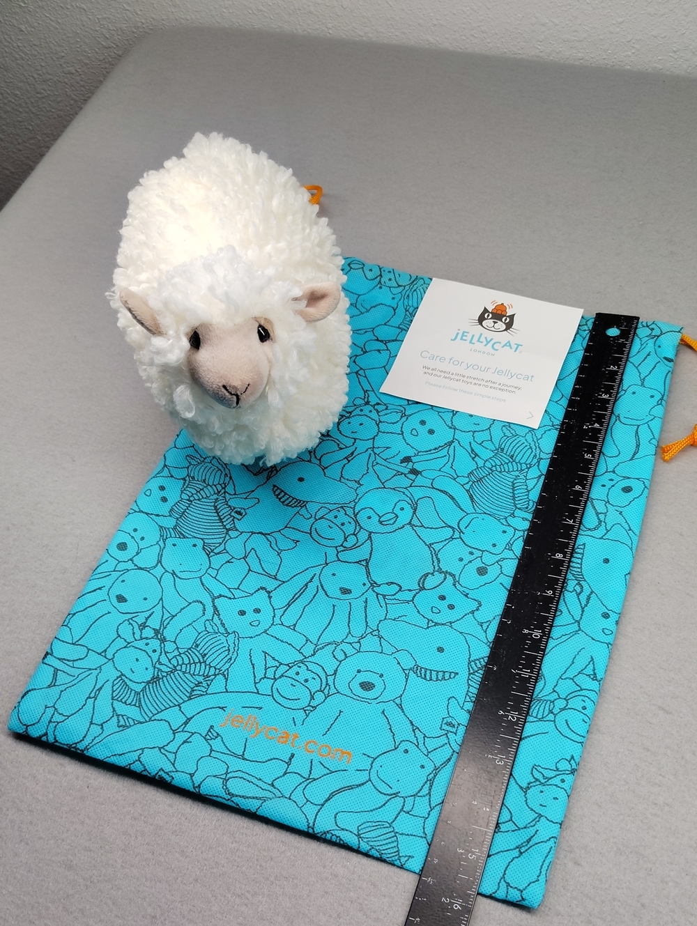 Jellycat Cream Curly Sheep Plush with Blue JellyCat Bag - Picture 16 of 16